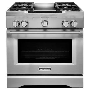 Stoves | KitchenAid - 36'' 4-Burner with Griddle, Dual Fuel Freestanding Range, Commercial-